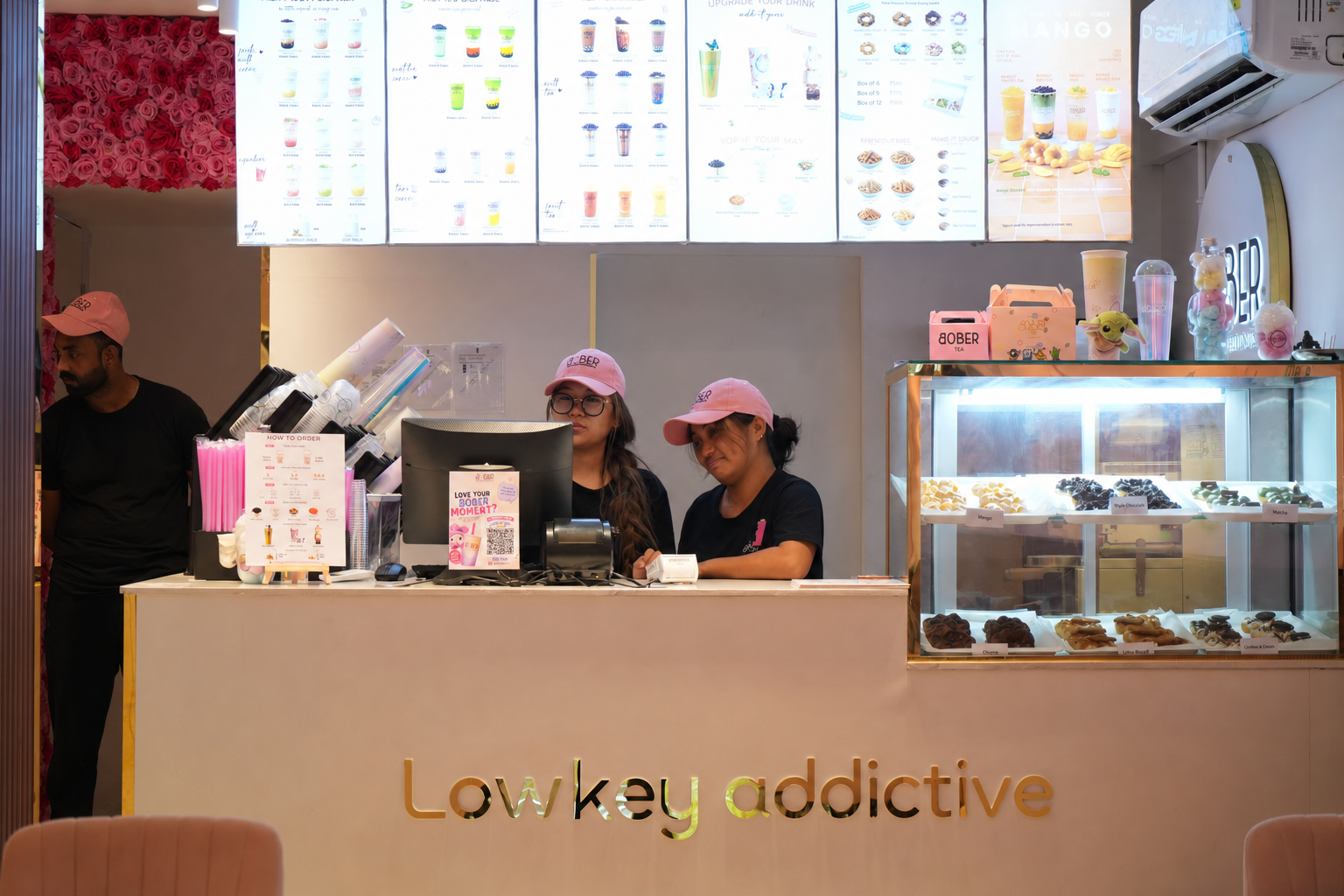 The Bober Tea India team behind the café counter