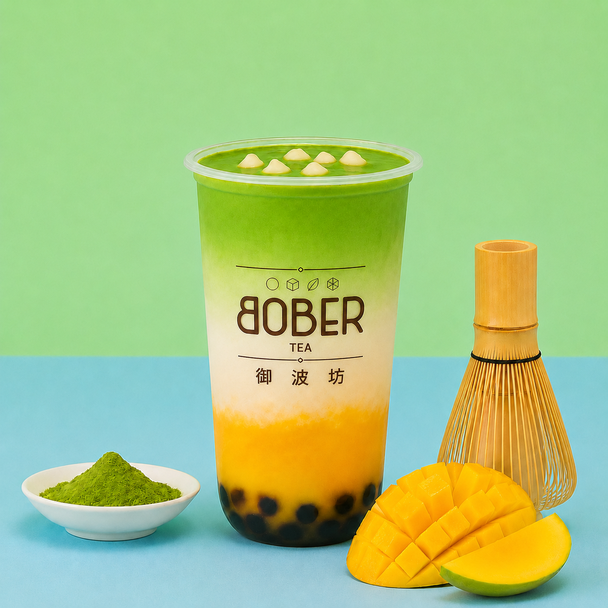 Bober Tea Mango Matcha Latte
