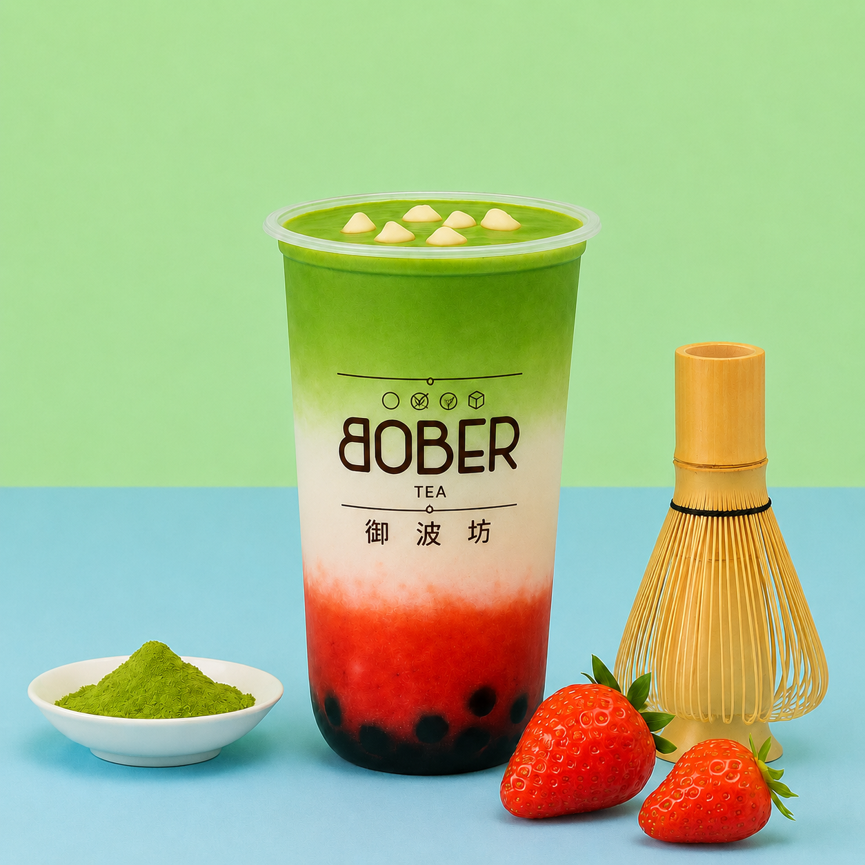Bober Tea Strawberry Matcha Latte